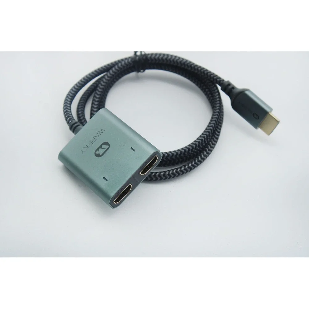 Warrky USB-C to Dual HDMI Adapter 4K Braided Cable Space Gray Aluminum Splitter